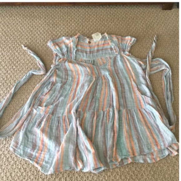 Free People One Maia Striped Wrap Mini Dress XS - Picture 6 of 6